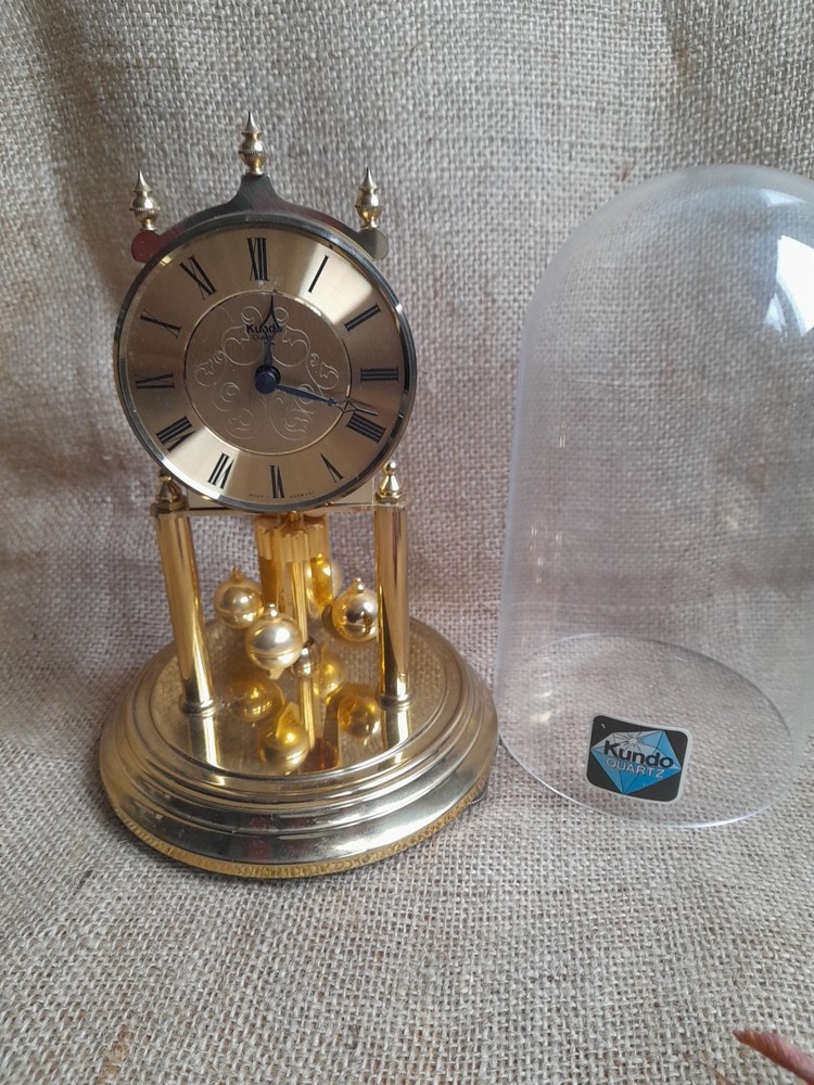 vintage Kundo Quartz Clock Germany Gold Colour