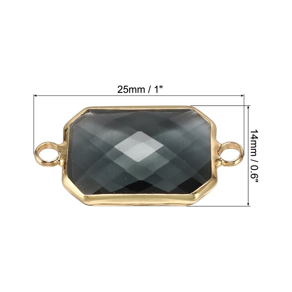 Birthstone Connector Link, 5Pcs Diamond Links Rectangle, Gray