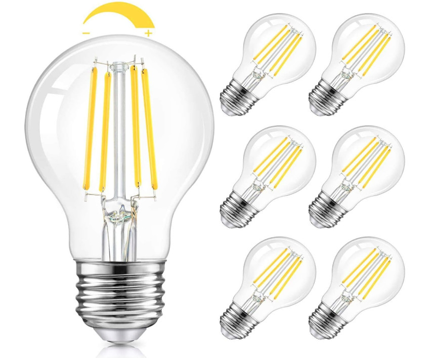 TOBUSA A19 LED Edison Bulbs 100W Eq 5000K Daylight Dimmable E26 – 6 Pack