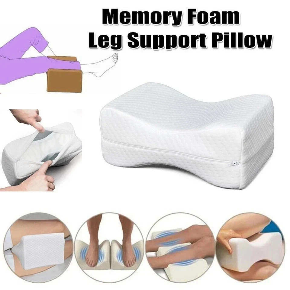 Knee Leg Pillow For Sleeping Cushion Support Between Legs Rest Memory Foam white