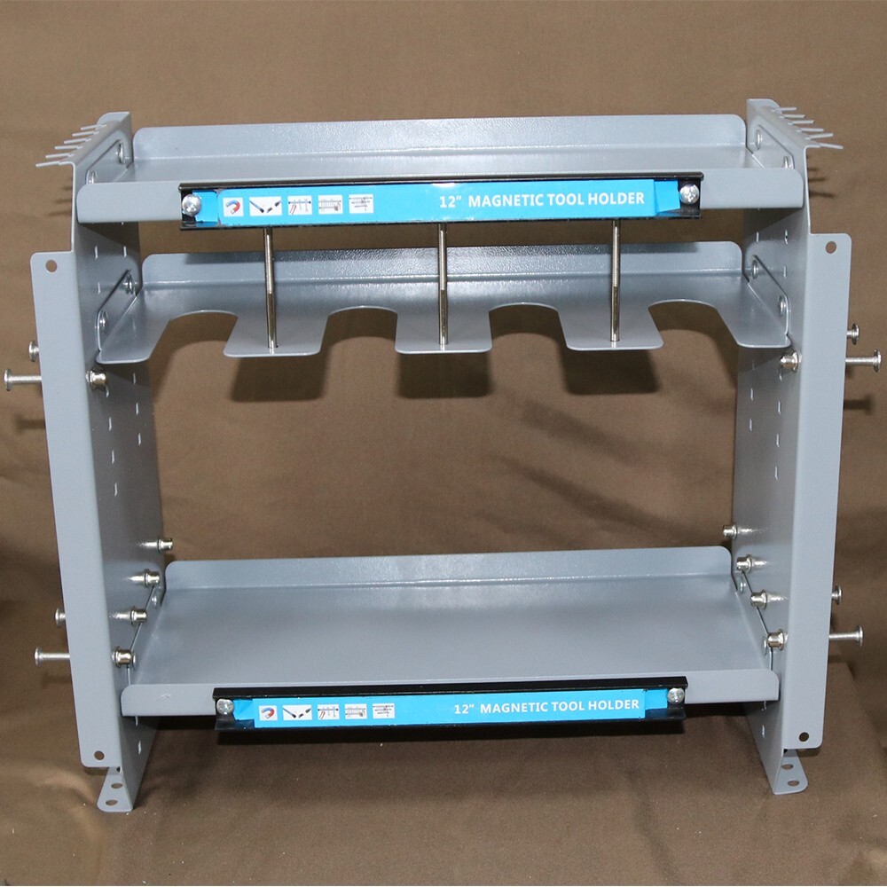 Wall-mounted Garage Tool Rack 3-Layer Tool Organization Device 12"Magnetic Strip