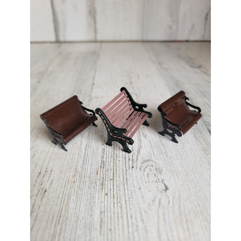 Lemax brown Park Bench village accessory xmas set