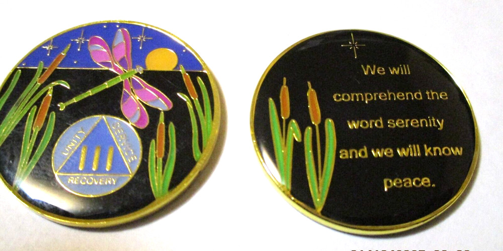 AA Coin Chip 5 Year Blue Silver Sparkle Tri-plate Alcoholics Anonymous NEW