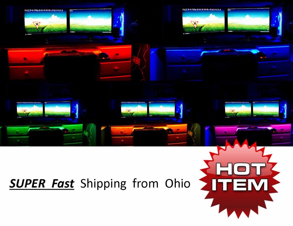 Gaming Computer Desk LED Lights - Office / Home Accent Lighting Remote Control X