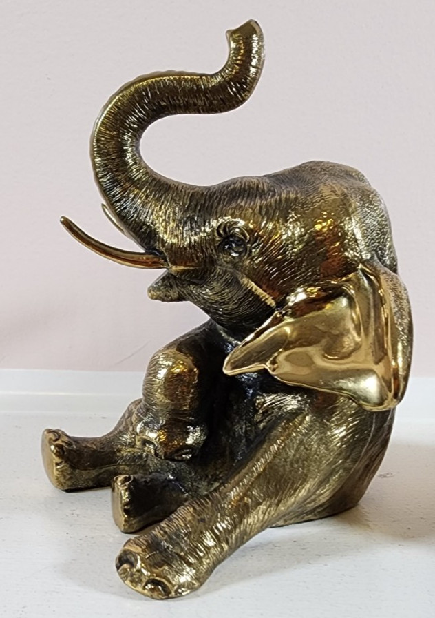 Vintage Elephant Bookends Gold Tone
