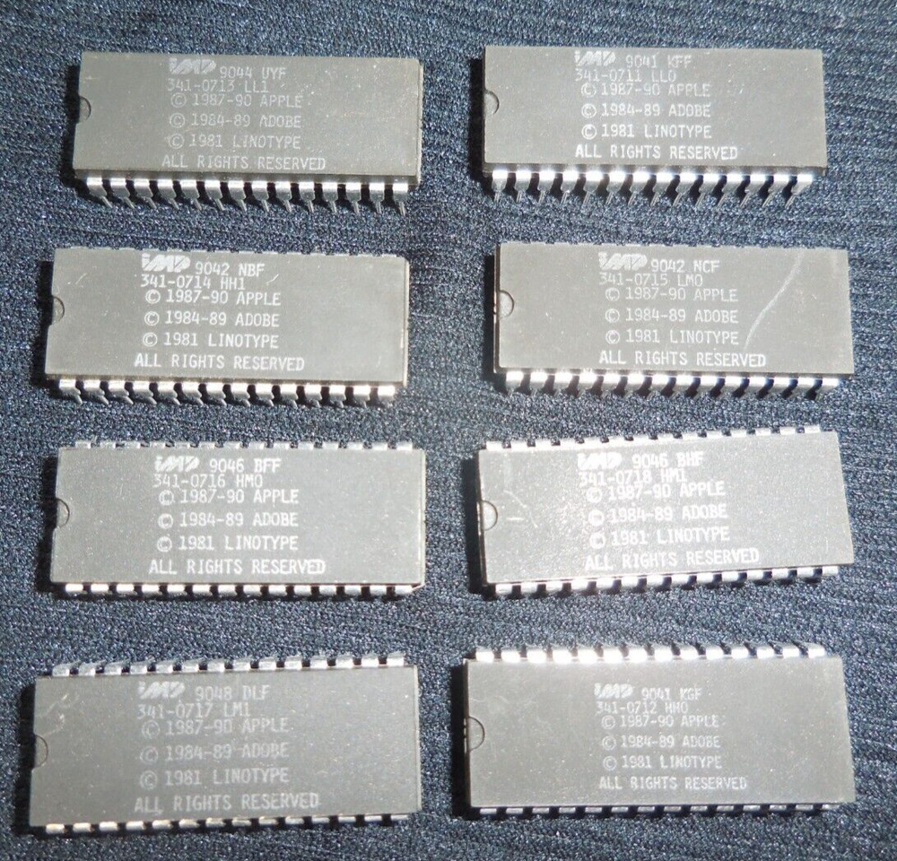 Apple Integrated Circuit Chip # 341-0712 Printer IC Apple Adobe Linotype 8 Piece