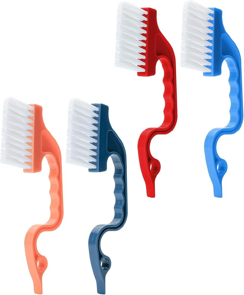 Sli- Window Tra Cleaning Brush,Blue Ergonomic Handle, Built-in Scraper