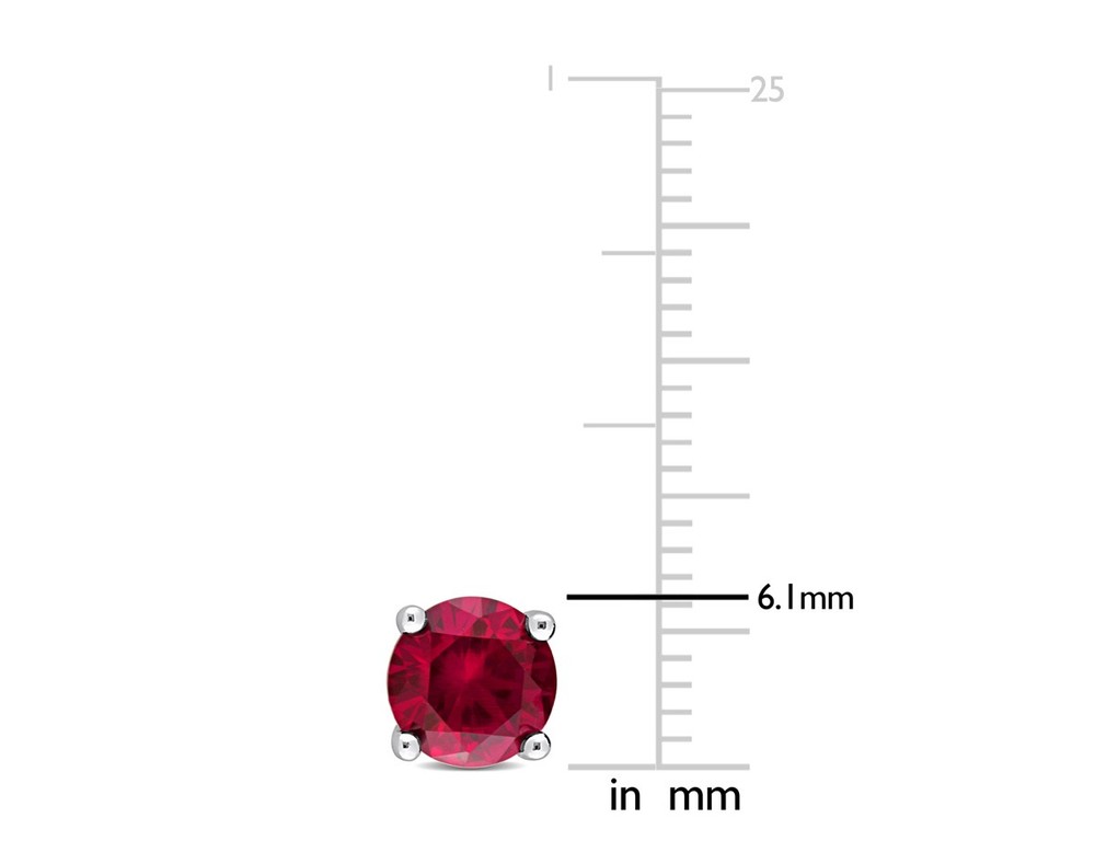 2.00 Carat (ctw) Lab-Created Ruby Solitaire Earrings Sterling Silver (8mm)