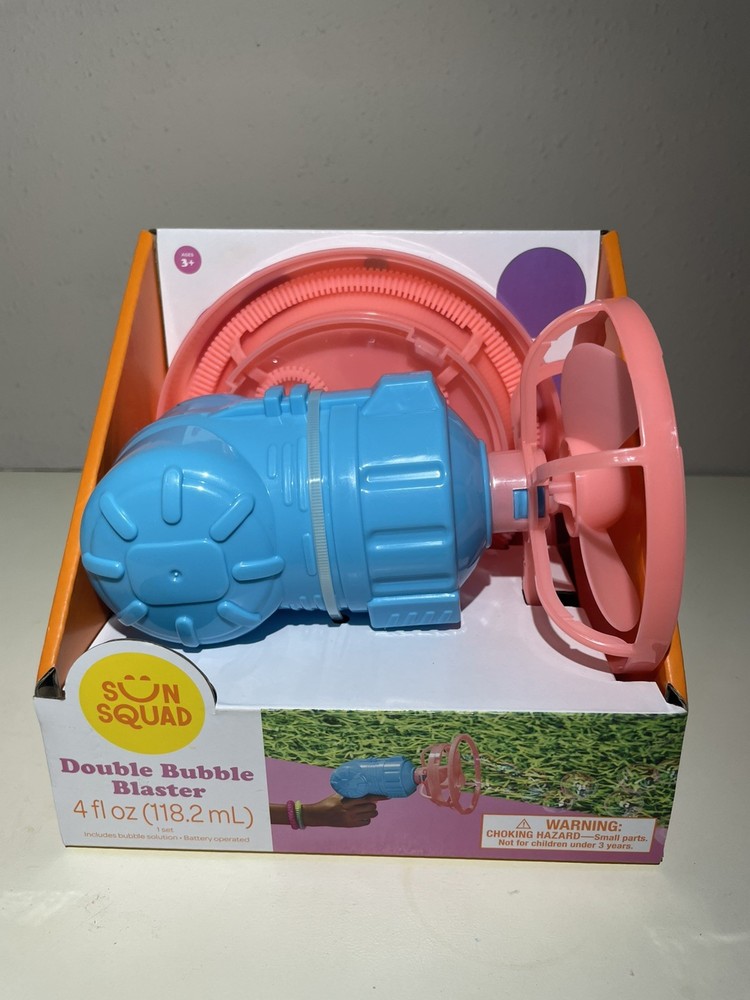 Double Bubble Blaster – Sun Squad Plastic Bubble Blower Toy Ages 3+