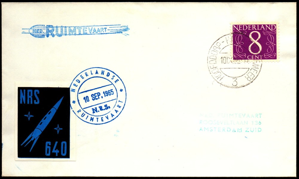 Netherlands 1965 NRS Rocket #640 Stage 1 Cover - L36190