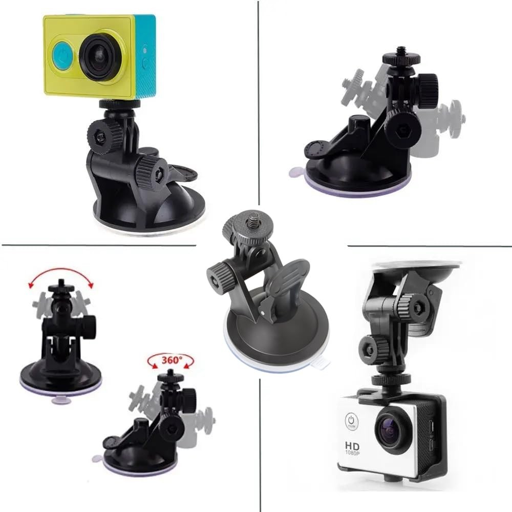 2 Pack Dash Cam Suction Cup Mount with 1/4 Screw Thread Windshield Camera Holder