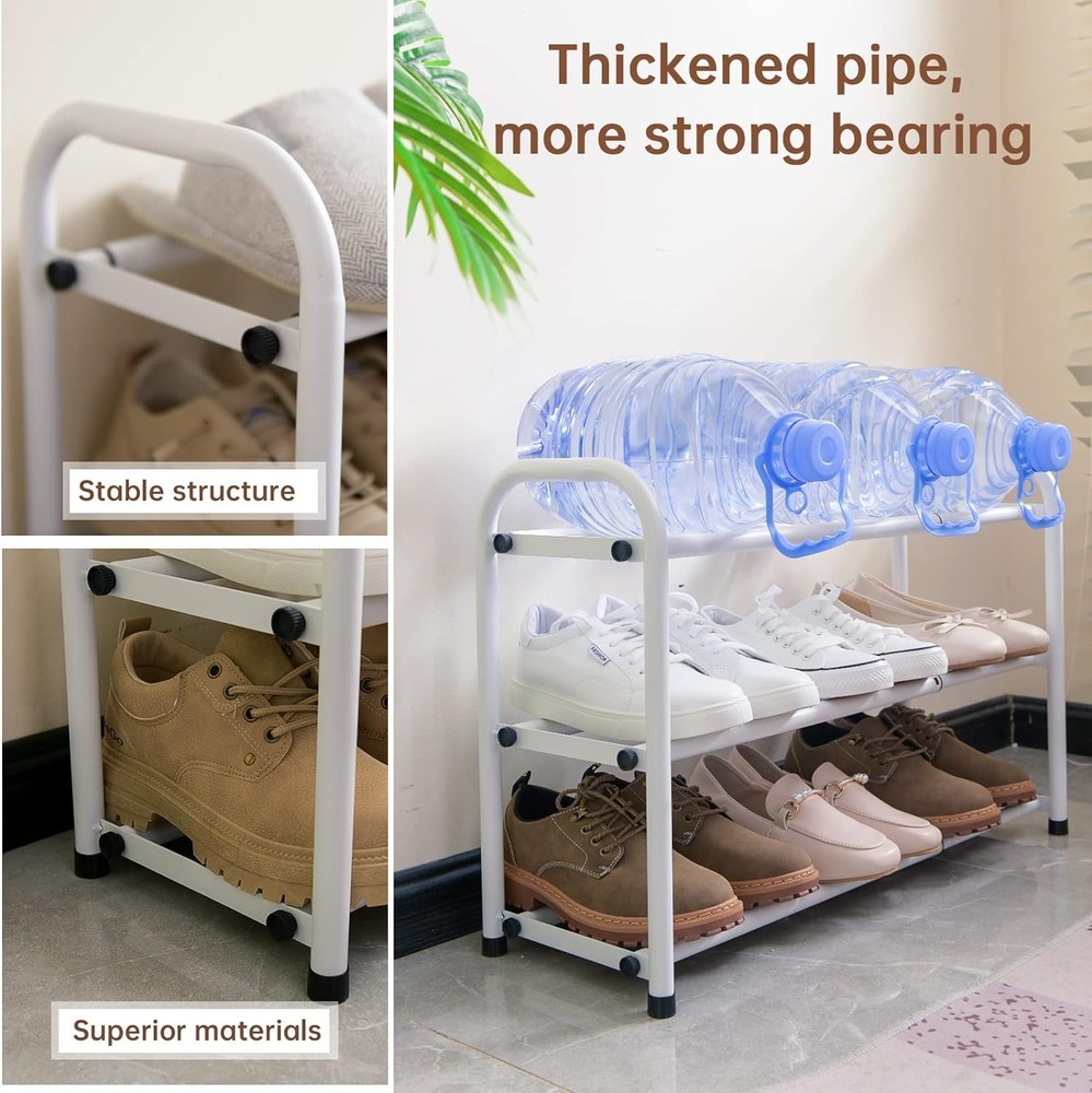 Gonfoam 3-Tier Expandable Shoe Rack,Adjustable Shelf 3 Tier, White