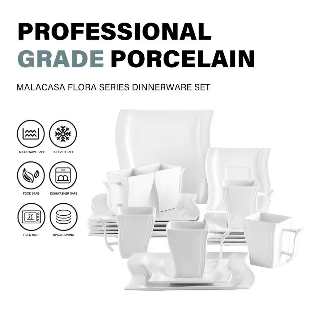 Flora 18-Piece Porcelain Dinnerware Set (Service for 6)