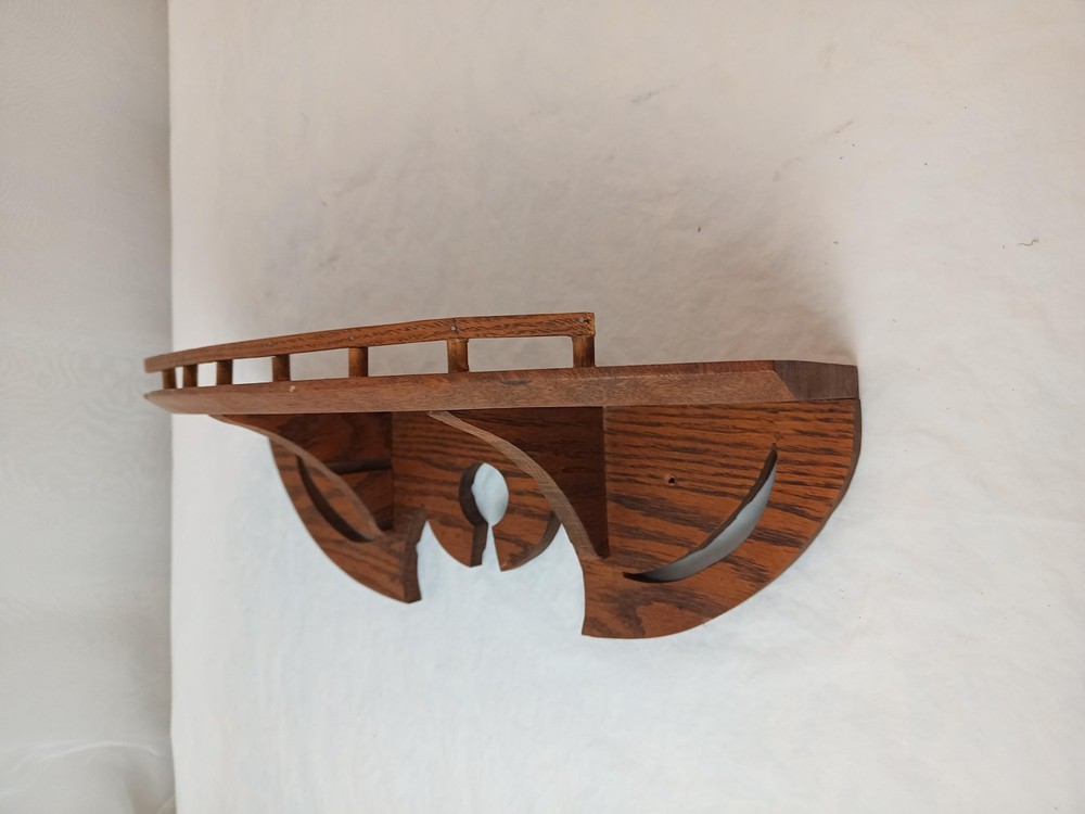 Hand Crafted Solid Oak Wood Shelf Vintage 17" Wide
