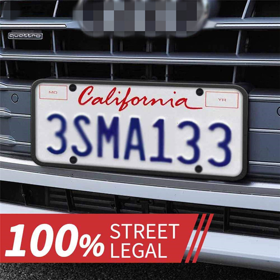 Car License Plate Frame Front Rear Holder Soft Silicone Rubber Black Accessories