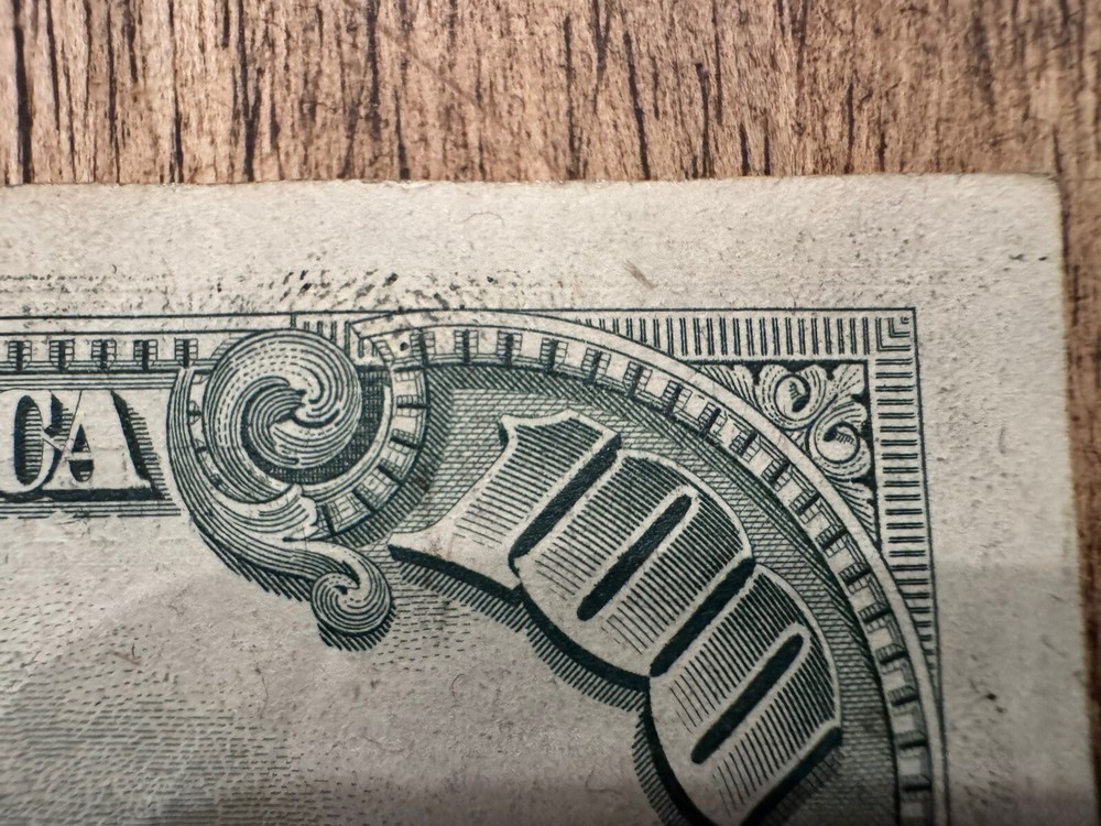 1974 $100 Bill, California Mint, Print Through Error