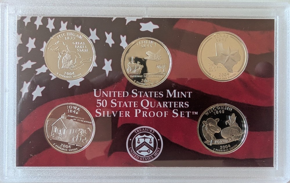2004 US Mint Silver State Quarter Proof Set in Original Box with COA