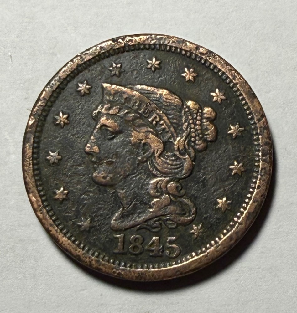 1845 braided hair large cent