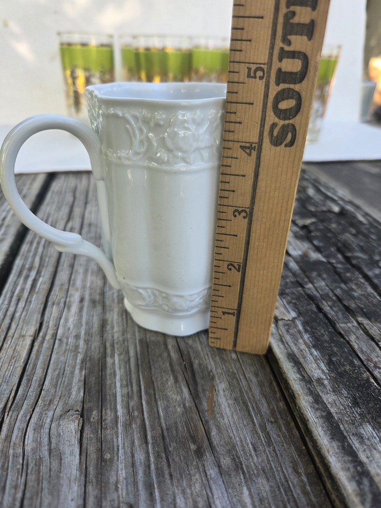 Kaldun & Bogle White Coffee Mug Chocolate Cup Embossed Pattern