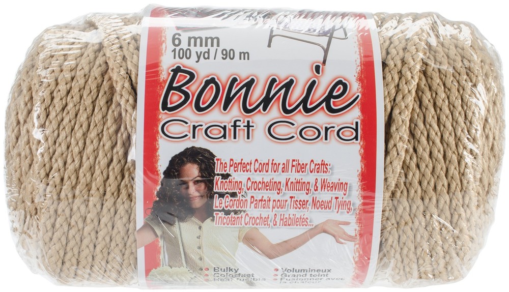 Pepperell Bonnie Macrame Craft Cord 6mmX100yd-Tan