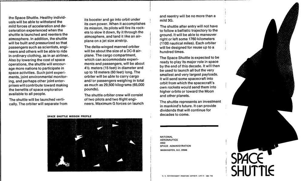 VINTAGE 1972 SPACE PROJET SPACE SHUTTLE   FLYER INFORMATION ORIGINAL