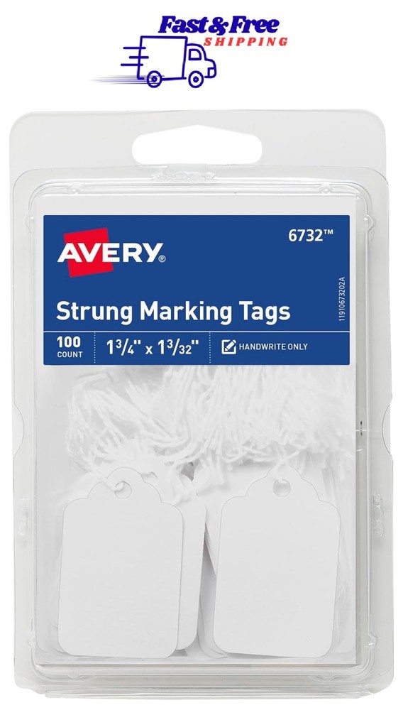 Avery Strung Marking Tags with String Attached, Gift Tags Pack of 100