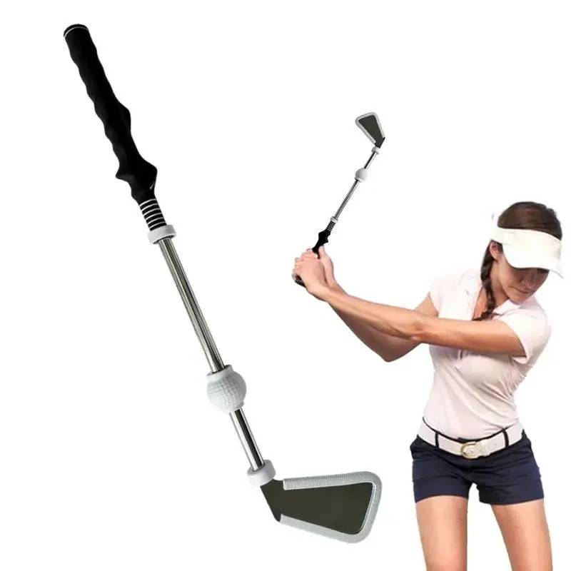 Retractable Golf Swing Trainer Tempo Grip Aid Click Sound Training Tool