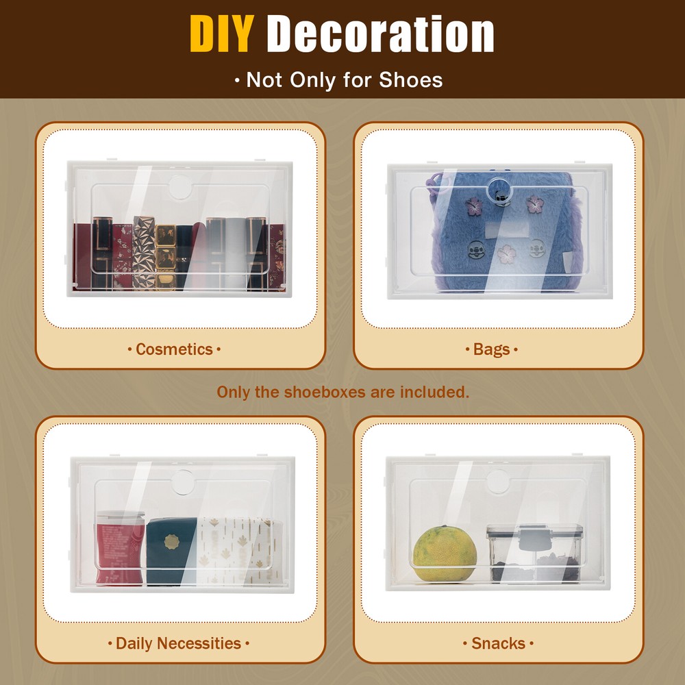 24 Pcs Foldable Shoe Storage Box Case Sneaker Container Stackable Organizer USA