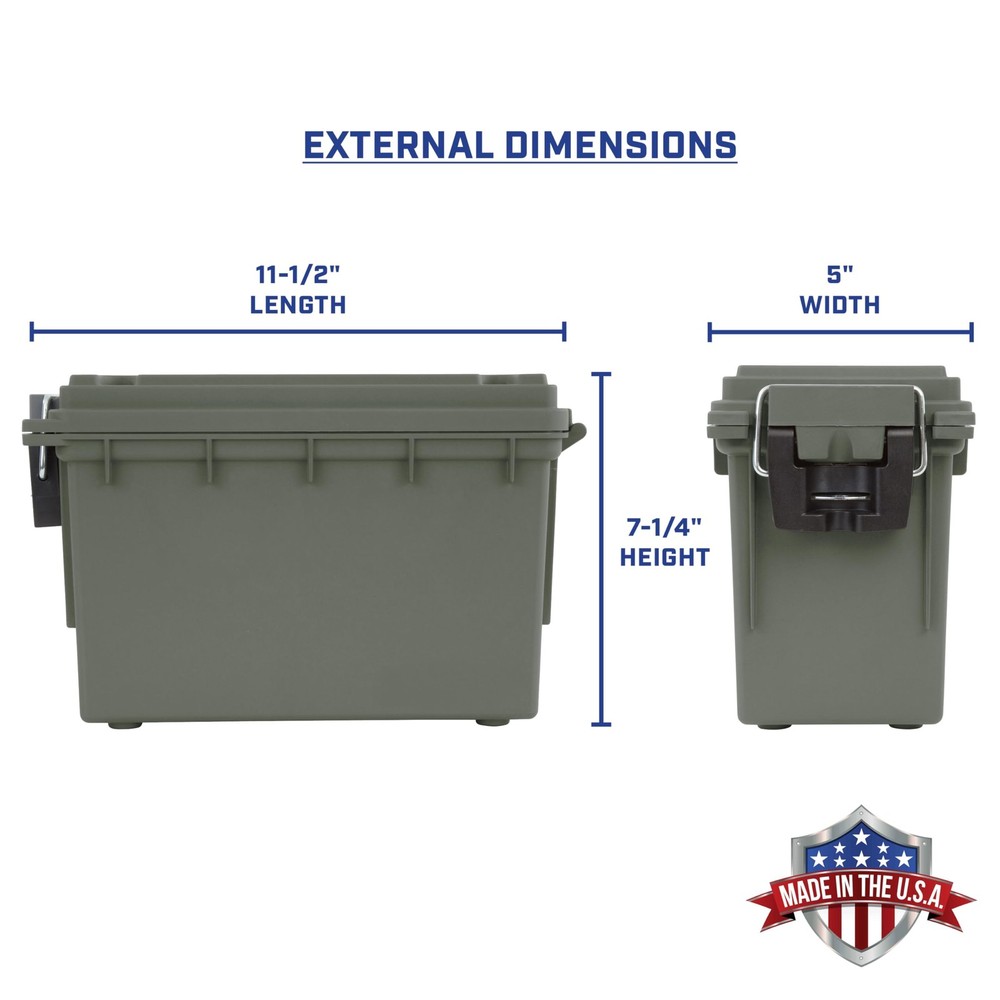 30 Cal Ammo Storage Box 2-Pack Stackable Water Dust Resistant Green Handle