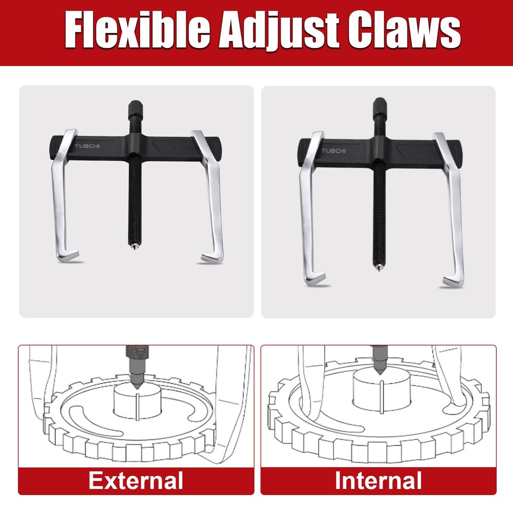 12" 2-Jaw Gear Puller, Adjustable Bearing Puller Gears, Reversible Removal Tool