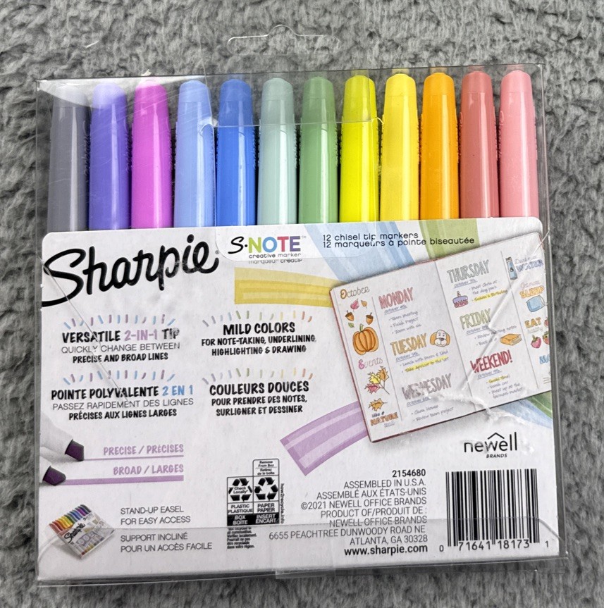 Sharpie S-Note Creative Marker, Chisel Tip, Assorted, Dozen