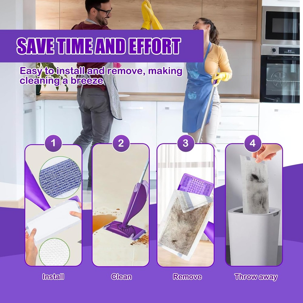 Multi Surface Mop Pads, 20 Pack, Absorbent, Purple