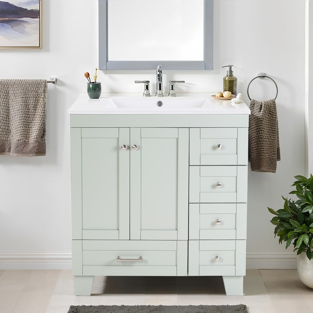 Bathroom Vanity W Ceramic Sink Soft-Close Drawers