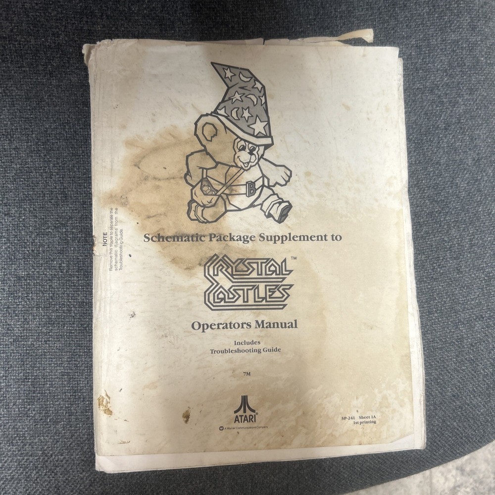 Atari CRYSTAL CASTLES Schematic Package Arcade Video Game Manual - used original