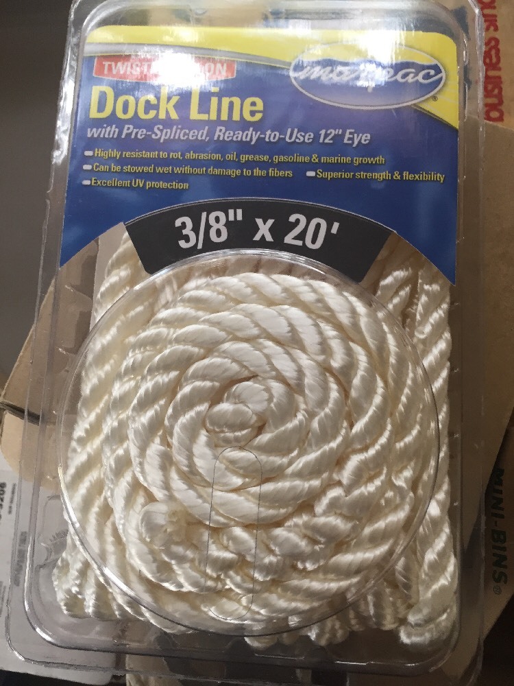 Marpac Twisted Nylon Dock Line 3/8" x 20'  White 7-6352 Ready-To-Use