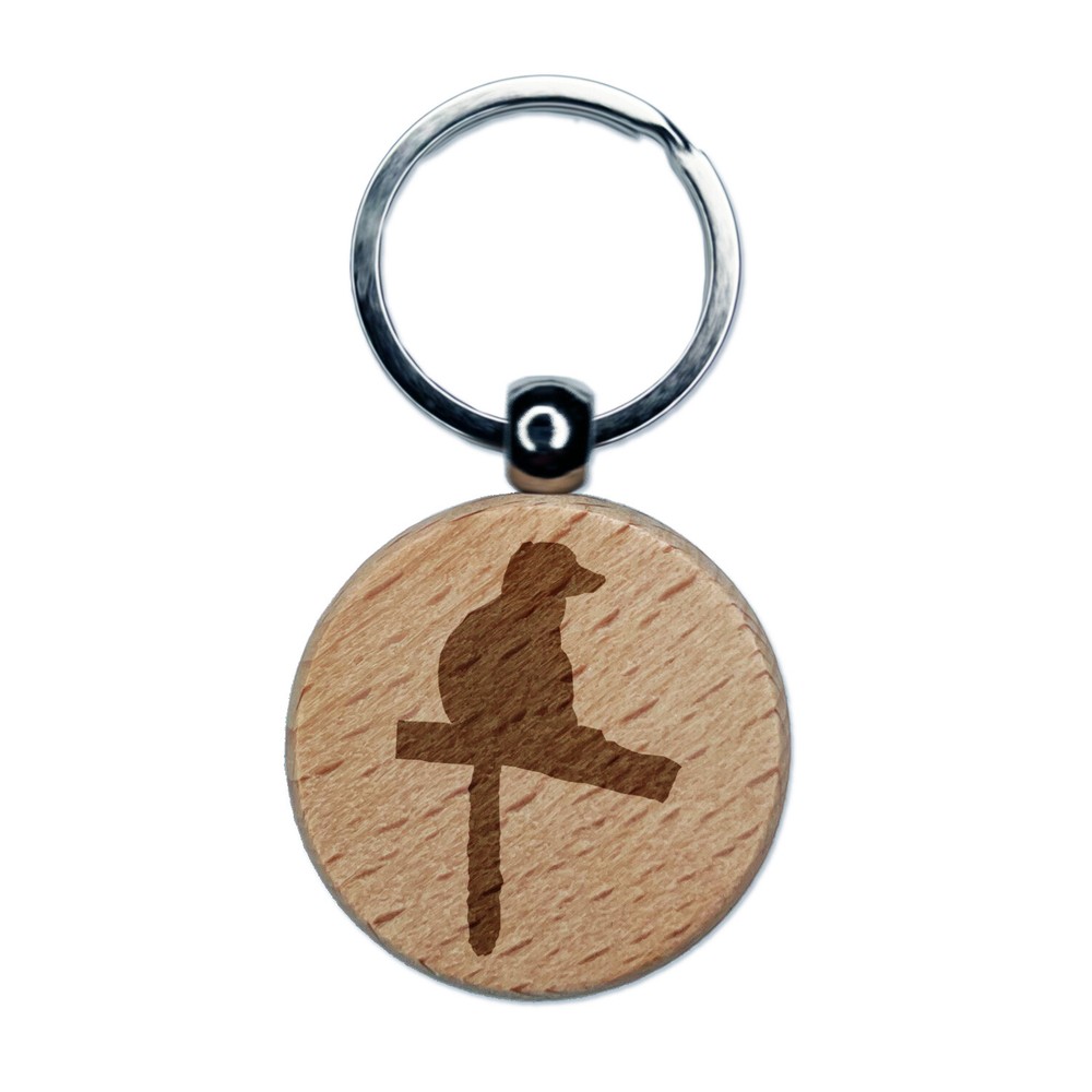 Lemur Solid Engraved Wood Round Keychain Tag Charm