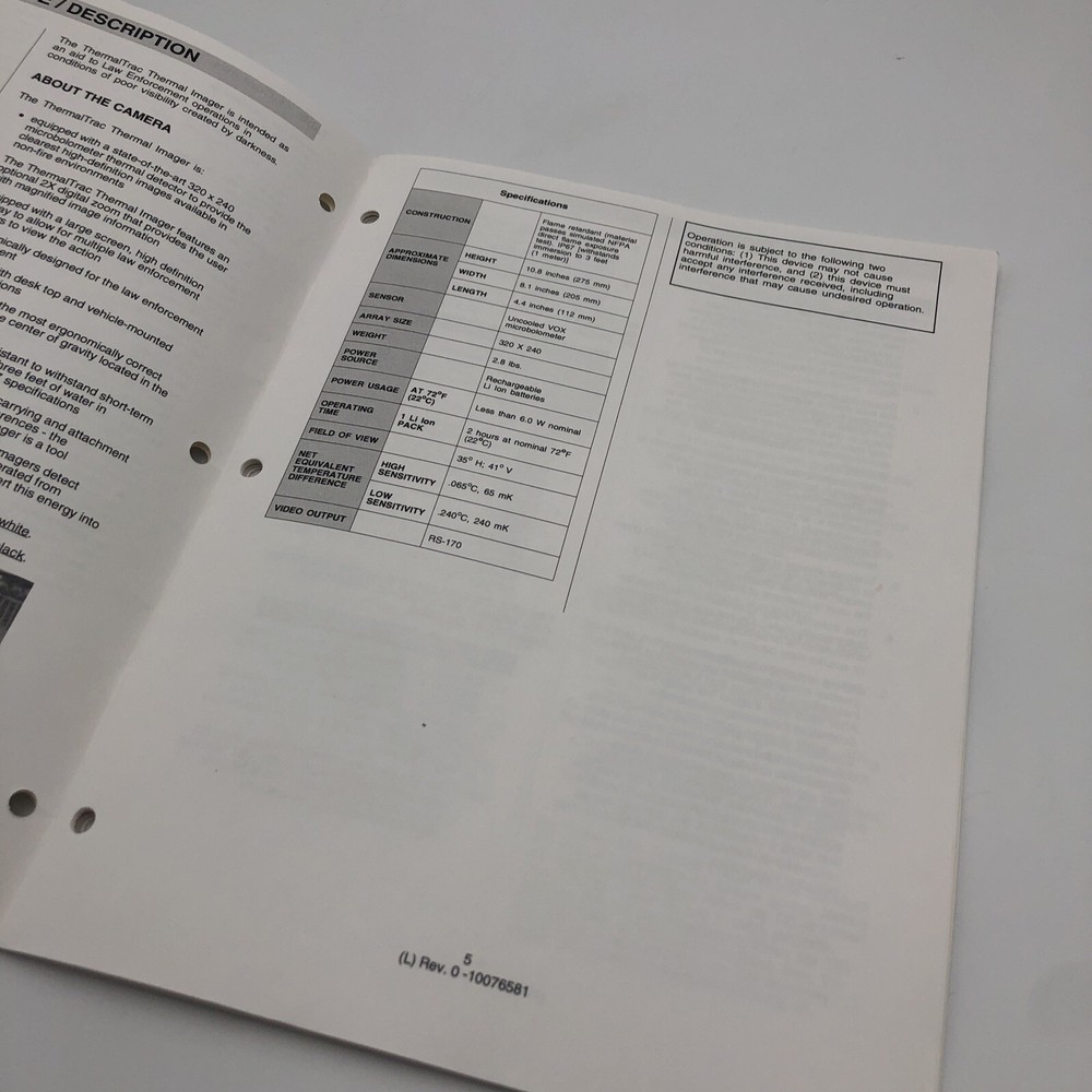 MSA Thermal Trac Thermal Imaging System Manual READ A