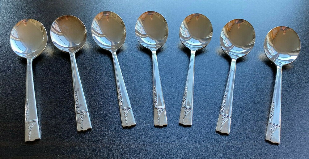 Nobility Plate Soup Spoons - Caprice Pattern (7)