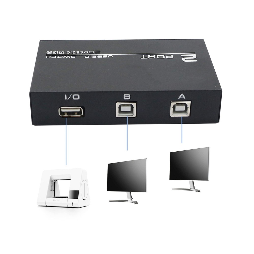Printer Sharing Adapter, 2-Port USB 2.0 Switch for Sharing USB Devices Betwee...