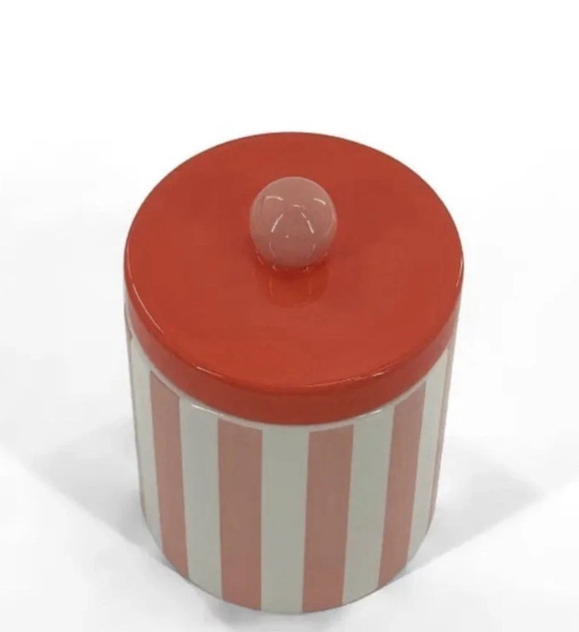 Ceramic Jar Pink strieped - Bullseye's Playground