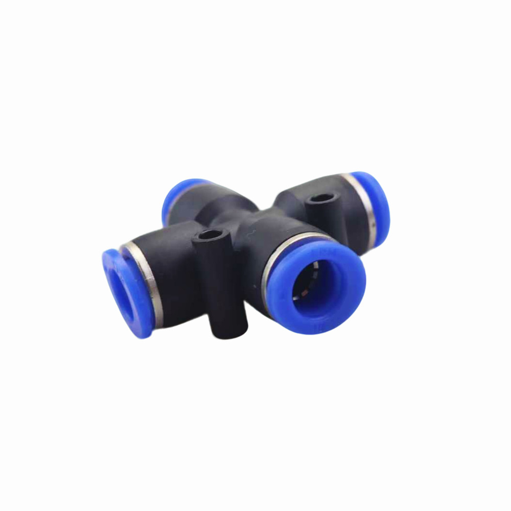 4pcs Quick Connect Pneumatic Equal Cross: 10mm Push-In Air Tube Fitting