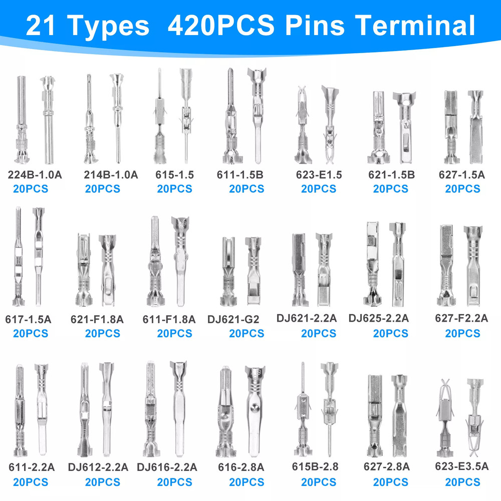420PC Connector Pins 21 Types Electrical Wire Terminals 18PCS Extractor Tool Kit