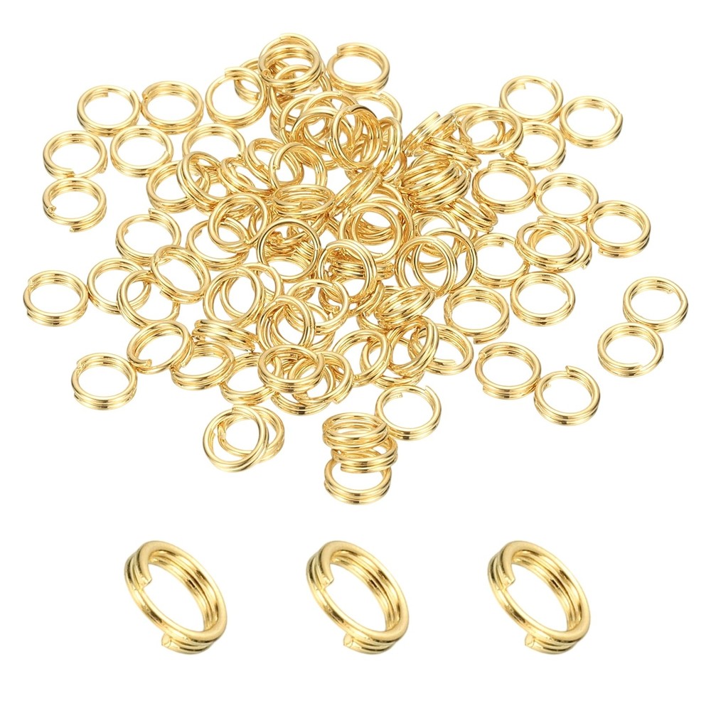 Round Split Ring, 100 Pcs 5 mm Small Split Ring with Double Loops Gold