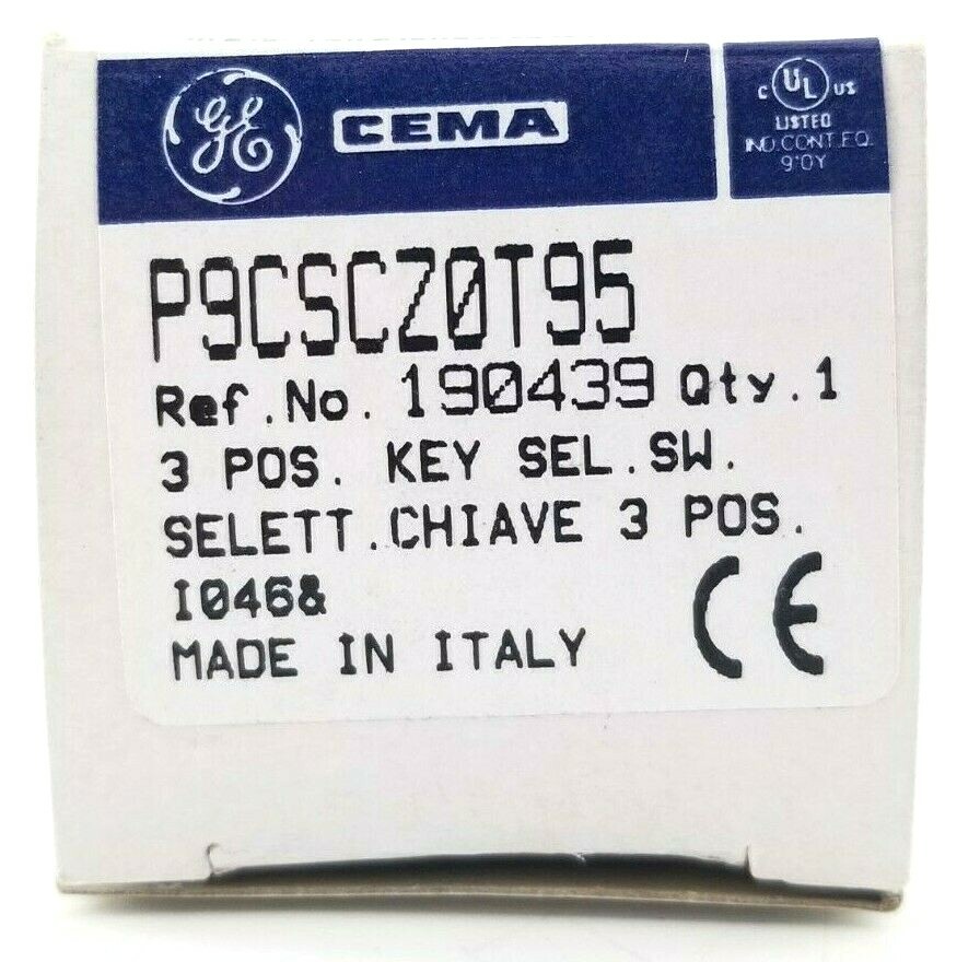 GE CEMA, P9CSCZ0T95, 3 Position Key Selector Switch