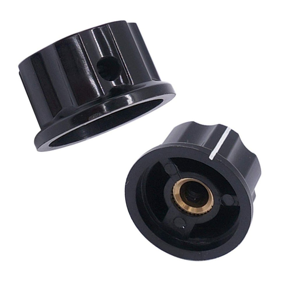 Size 10pcs 6mm Silver Tone Top Knobs for Electronics Black A03