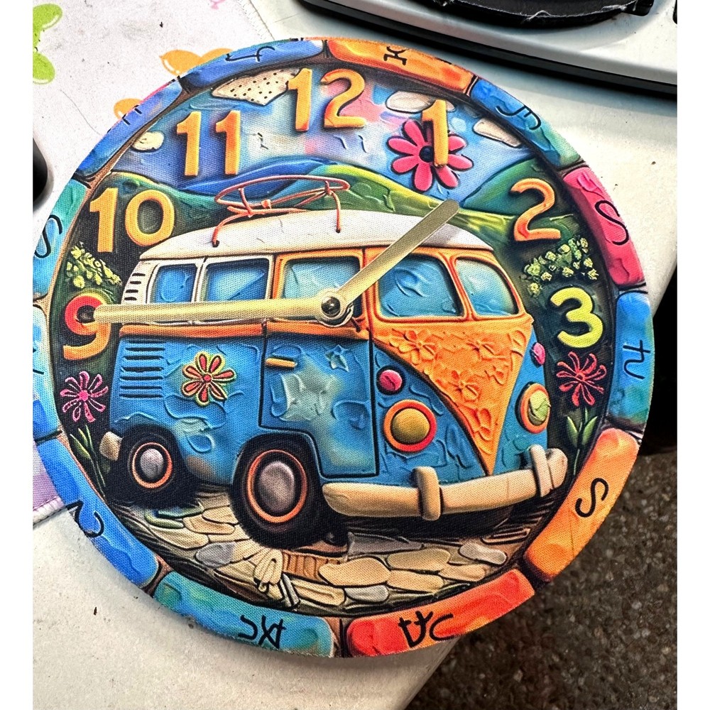 Mouse Pad 70's Bus Hippe Boho Retro Computer Desk Non-Slip