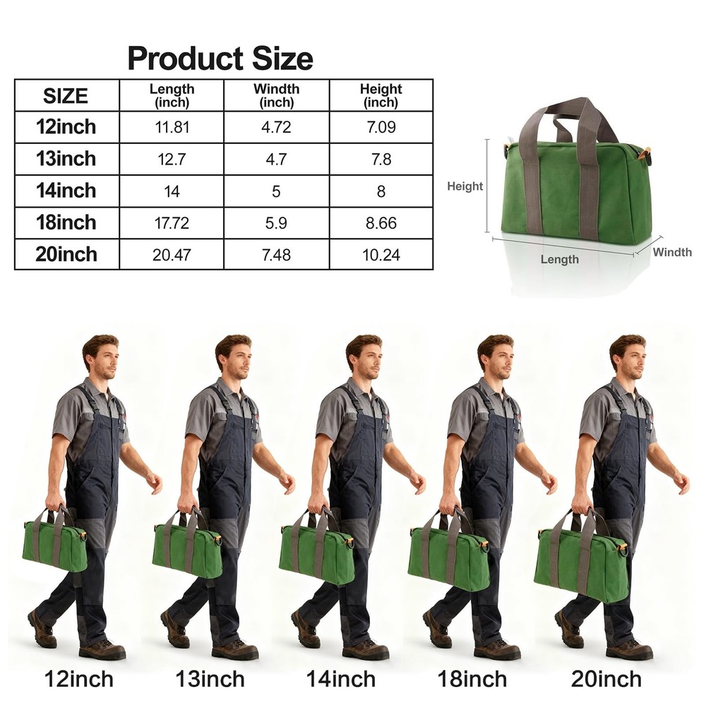 Small Tool Bag, Canvas Tool Storage Bag, Large Capacity Multipurpose Zipper S...