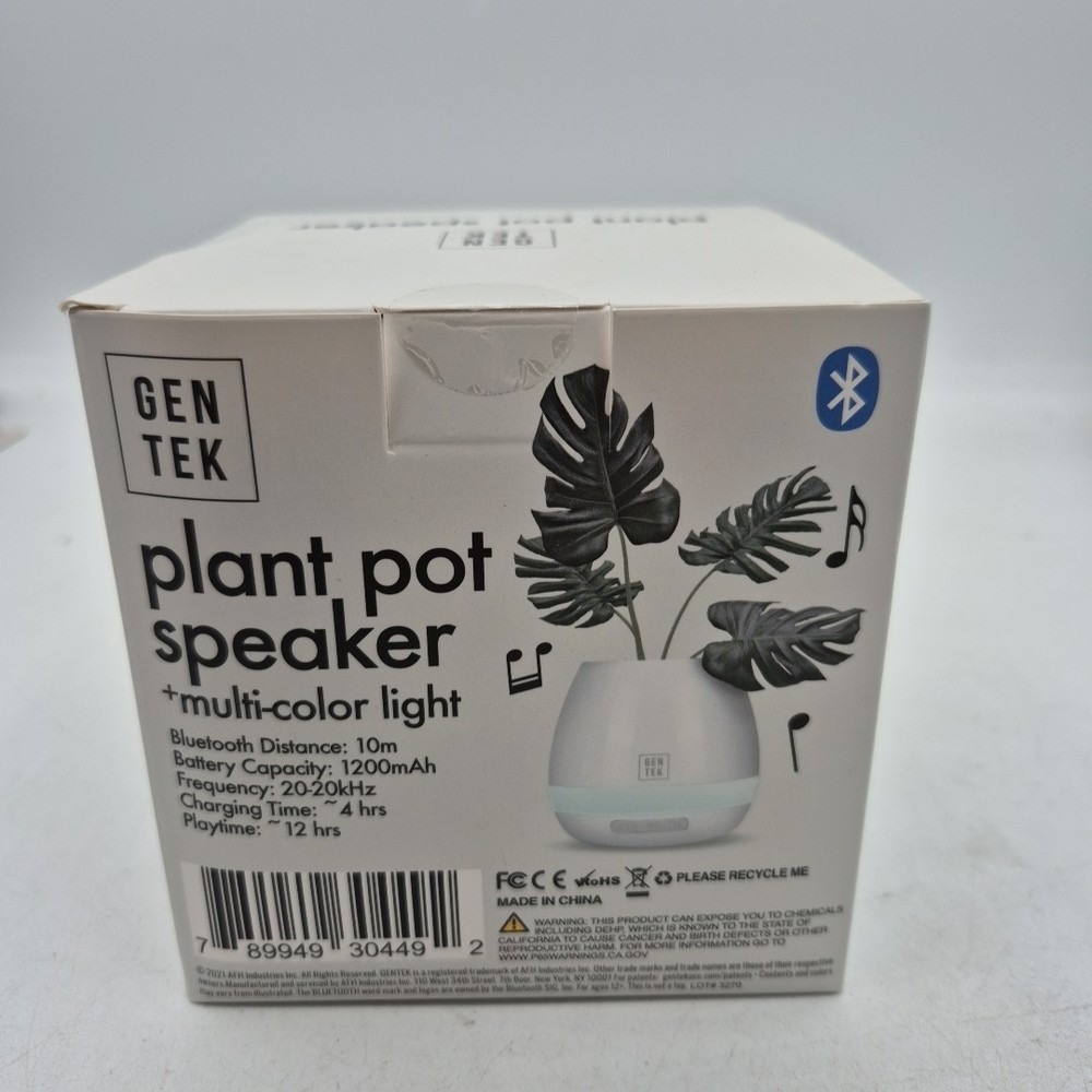 Gen Tek Plant Pot Bluetooth Wireless Speaker Multicolor