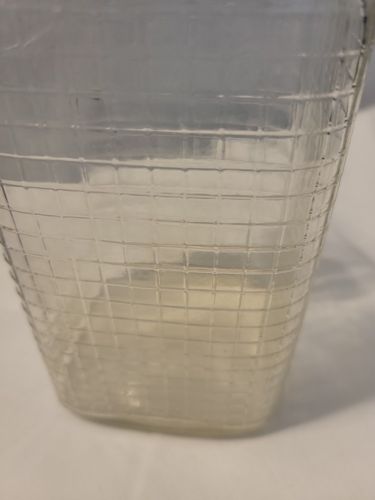 Vintage Square Waffle Pattern Canning Jar With Label Window