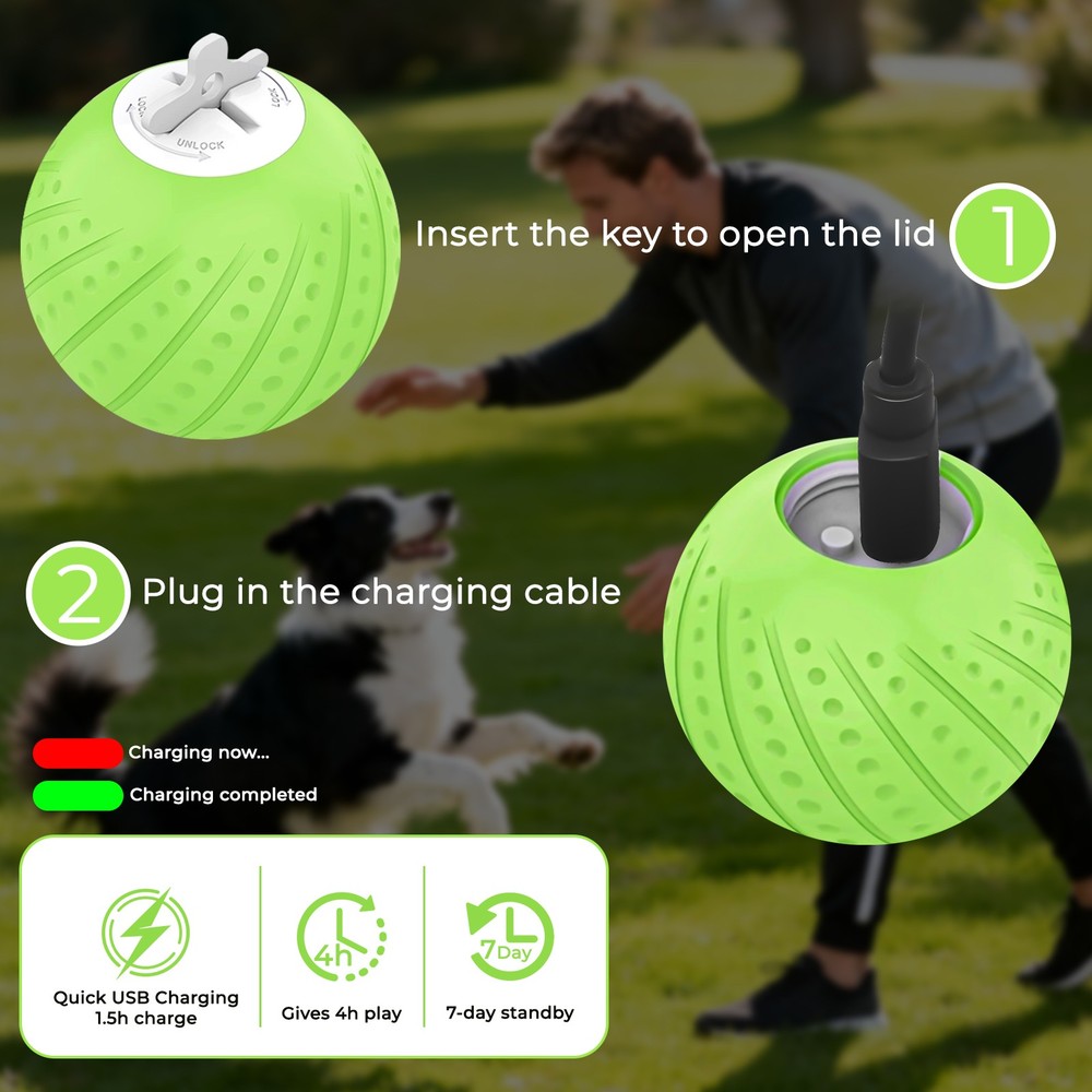 Remote Controlled Interactive Dog Ball Toy with Silent Motion LED Auto Avoidance